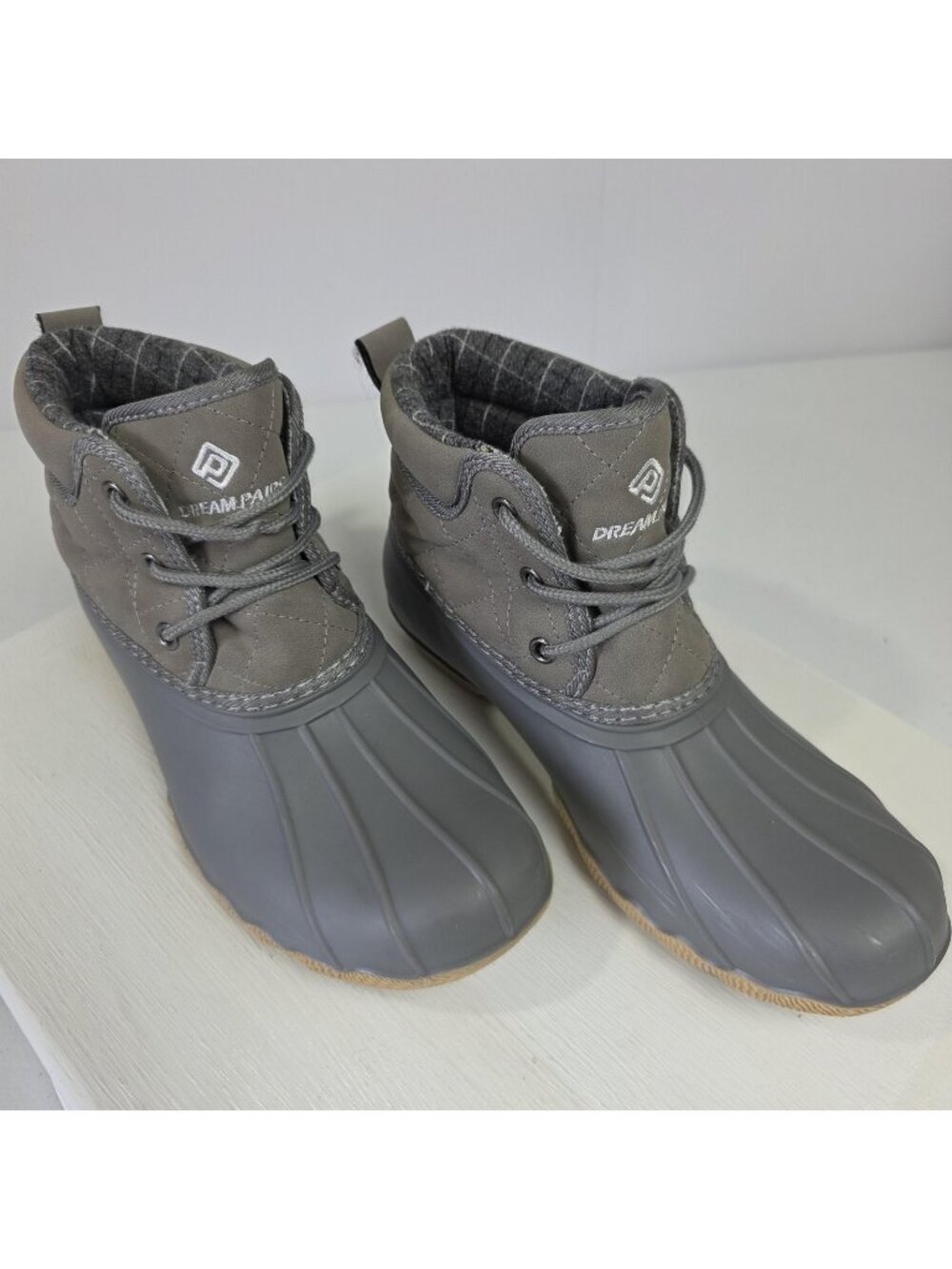 Dream Pairs Boots Womens Size 7 Gray Quilted Duck Snow Ankle Lace Up Boots